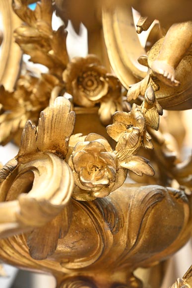CAFFIERI (after). Exceptional Louis XV style bronze chandelier-9