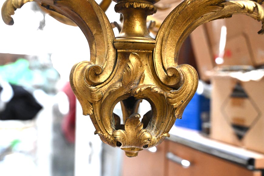 CAFFIERI (after). Exceptional Louis XV style bronze chandelier-11