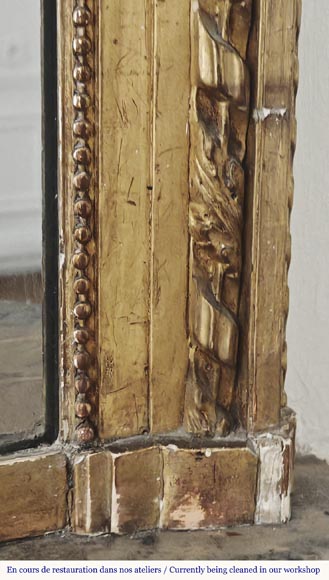 Louis XVI style gilded trumeau with plant decoration-4