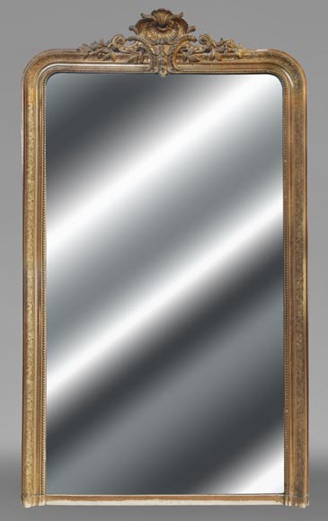  Regency style gilded trumeau, topped with a shell-0