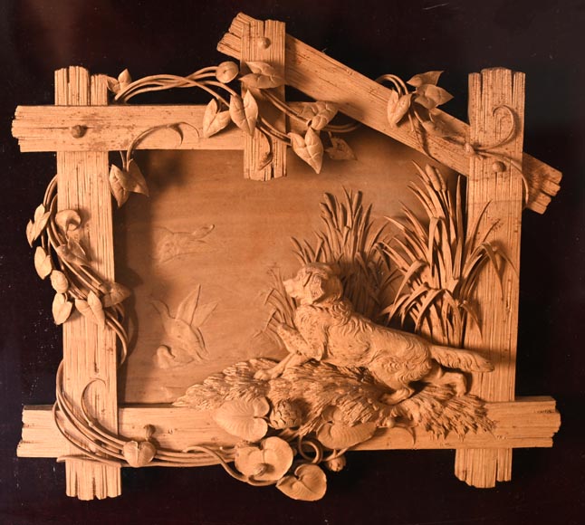 Carved softwood high relief of an animal scene, 19th century-1