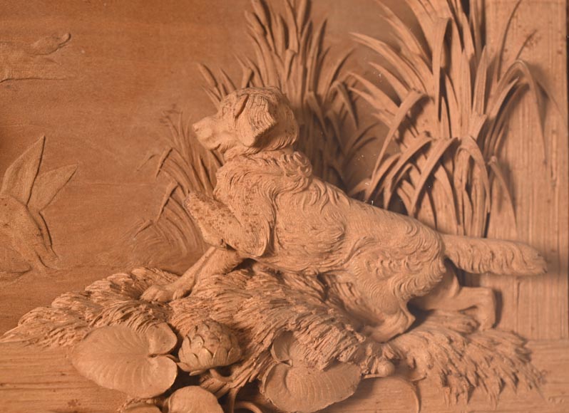 Carved softwood high relief of an animal scene, 19th century-2