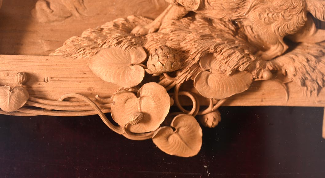 Carved softwood high relief of an animal scene, 19th century-4