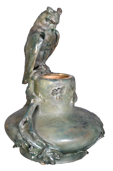 Eduard STELLMACHER for Amphora, Ceramic owl vase, circa 1900-2