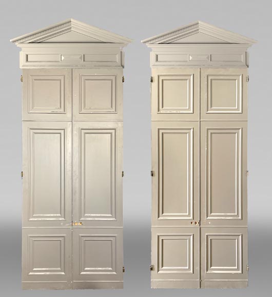 Pair of Double Doors with Architectural Surrounds, Louis XVI Style-0