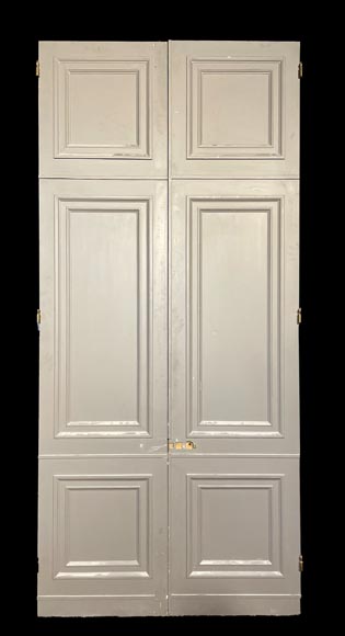 Pair of Double Doors with Architectural Surrounds, Louis XVI Style-1