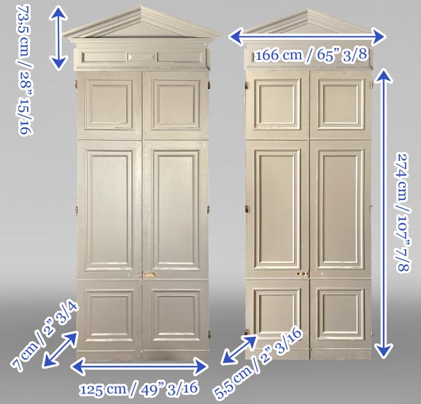 Pair of Double Doors with Architectural Surrounds, Louis XVI Style-9