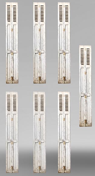 7 Pairs of Antique Shutters with Fixed Louvers-0