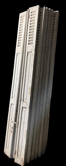 7 Pairs of Antique Shutters with Fixed Louvers-1