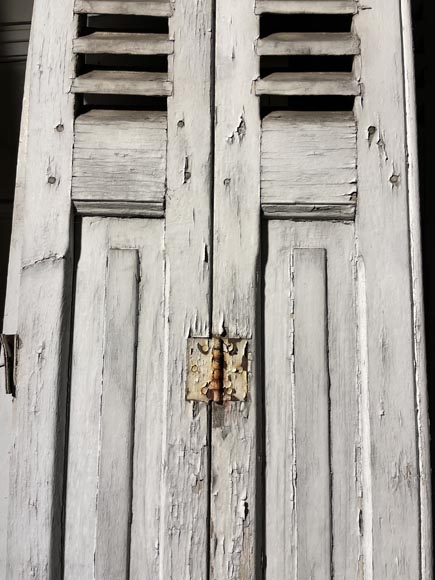 7 Pairs of Antique Shutters with Fixed Louvers-4