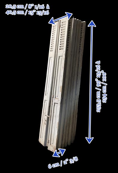 7 Pairs of Antique Shutters with Fixed Louvers-7