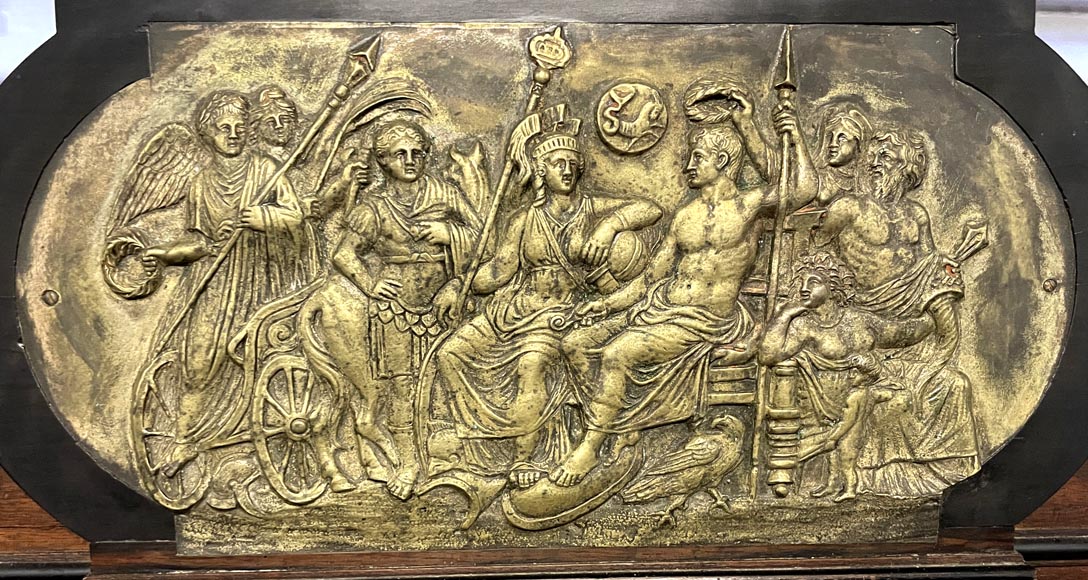 Imposing Neo-Renaissance cabinet in walnut, marble, gilt bronze and hardstones, circa 1870-5