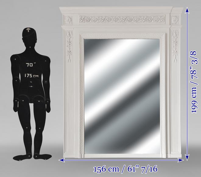  Louis XVI style trumeau decorated with a frieze of flowers-1