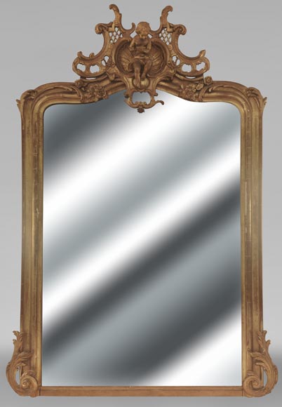 Napoleon III style gilded trumeau topped with a putto-0