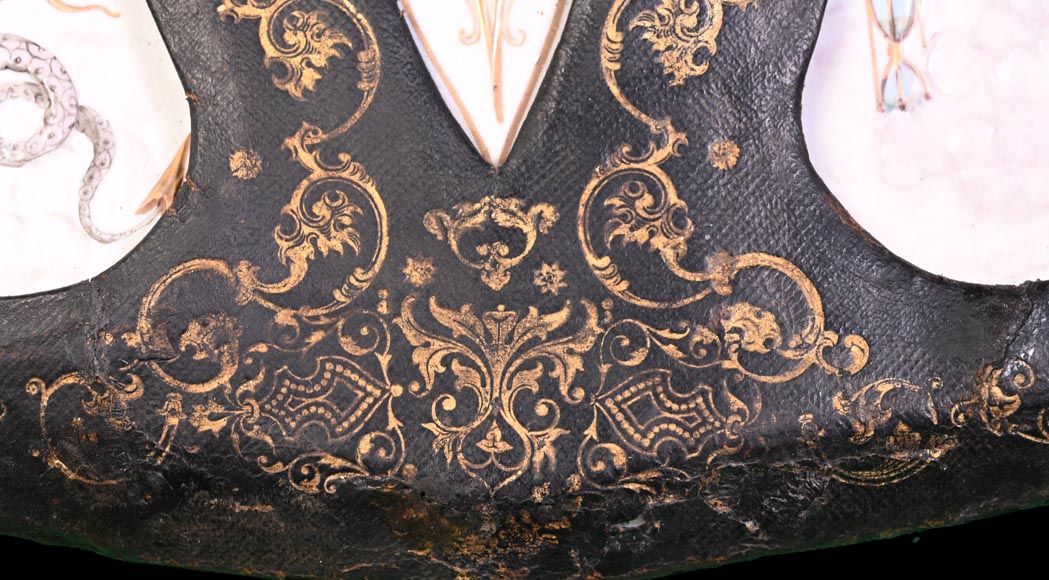 Decorative shield with high-relief decoration of the Creation to the Last Judgment after the Milton Shield by Léonard Morel-Ladeuil, Naples porcelain, known as Capodimonte porcelain-6