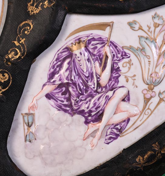 Decorative shield with high-relief decoration of the Creation to the Last Judgment after the Milton Shield by Léonard Morel-Ladeuil, Naples porcelain, known as Capodimonte porcelain-8