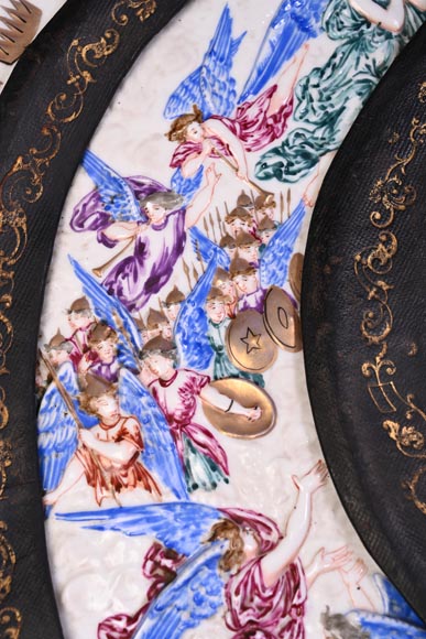 Decorative shield with high-relief decoration of the Creation to the Last Judgment after the Milton Shield by Léonard Morel-Ladeuil, Naples porcelain, known as Capodimonte porcelain-15