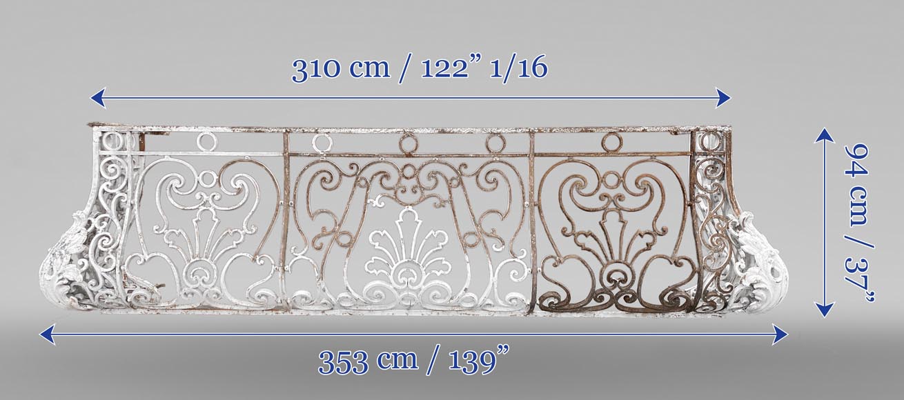 Napoleon III Curved Wrought Iron Balcony Railing-5