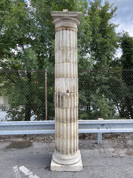 Pair of Fluted Stone Columns – Doric Style, Late 18th Century-2