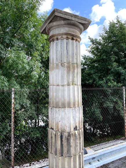 Pair of Fluted Stone Columns – Doric Style, Late 18th Century-3