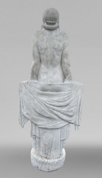 La Sortie du bain – Young woman, monumental Art Deco sculpture in the style of Félix-Pascal Févola-3