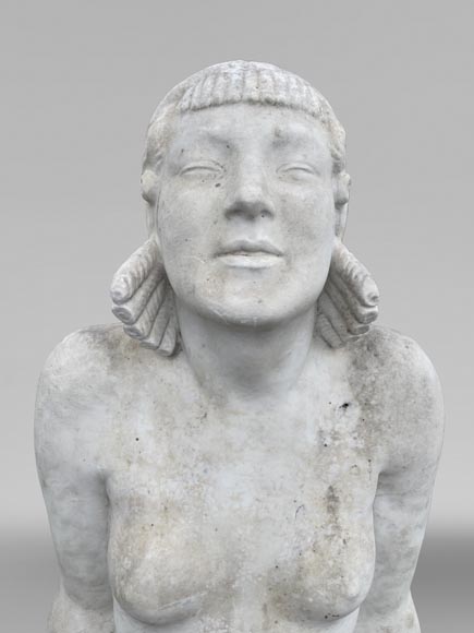 La Sortie du bain – Young woman, monumental Art Deco sculpture in the style of Félix-Pascal Févola-4