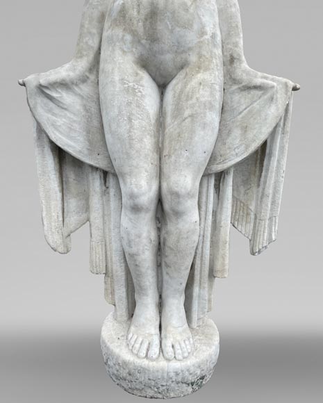La Sortie du bain – Young woman, monumental Art Deco sculpture in the style of Félix-Pascal Févola-6