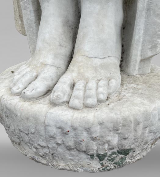 La Sortie du bain – Young woman, monumental Art Deco sculpture in the style of Félix-Pascal Févola-9