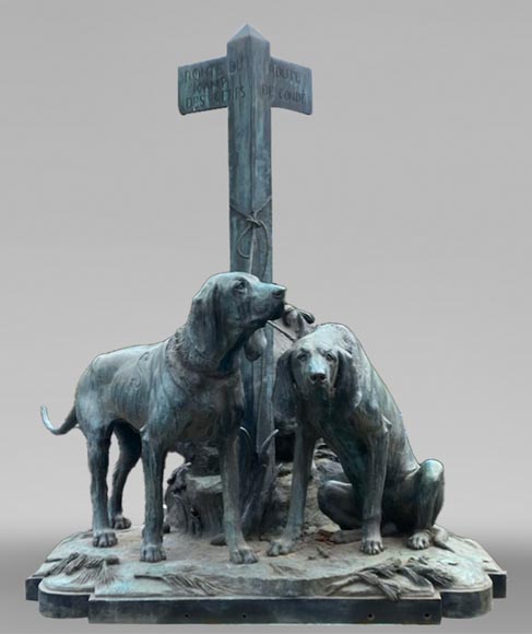 Auguste-Nicolas CAÏN, two monumental bronze groups, original stone bases, 1893-0