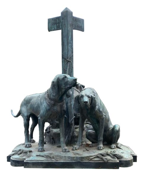 Auguste-Nicolas CAÏN, two monumental bronze groups, original stone bases, 1893-2