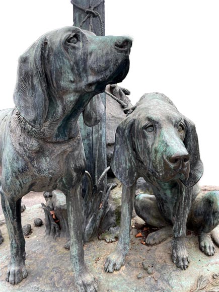 Auguste-Nicolas CAÏN, two monumental bronze groups, original stone bases, 1893-7