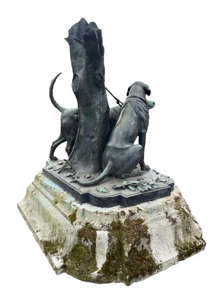 Auguste-Nicolas CAÏN, two monumental bronze groups, original stone bases, 1893-9