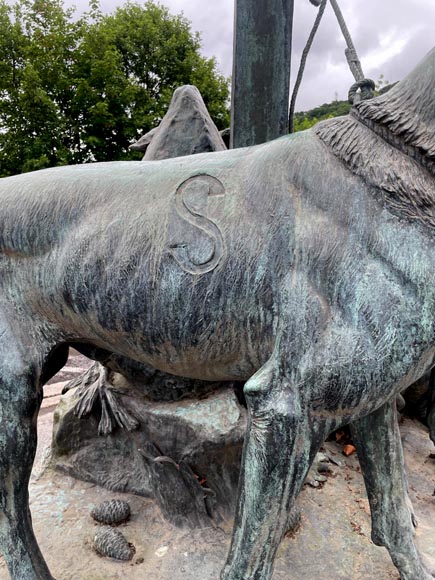 Auguste-Nicolas CAÏN, two monumental bronze groups, original stone bases, 1893-11