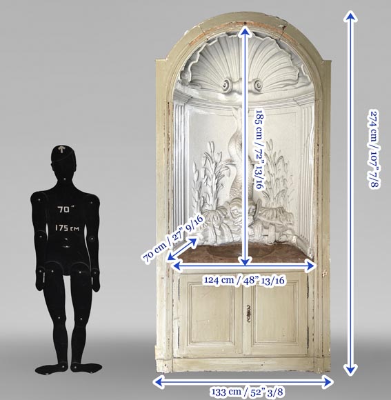 Indoor Fountain with Dolphin Motif – Carved Stuccowork and Corton Marble Stone, 18th Century-10