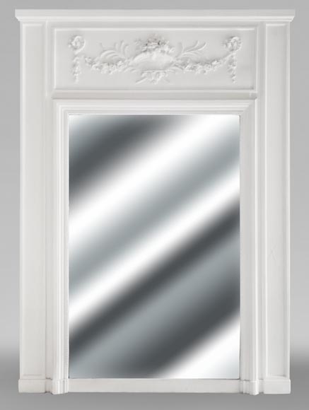  Louis XVI style trumeau decorated with a basket of flowers-0