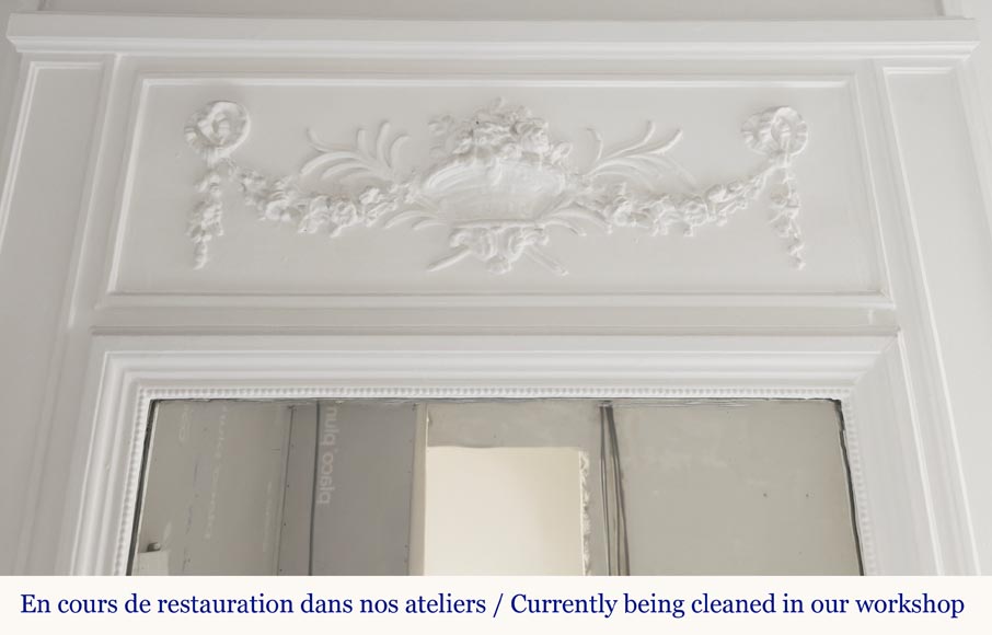  Louis XVI style trumeau decorated with a basket of flowers-1