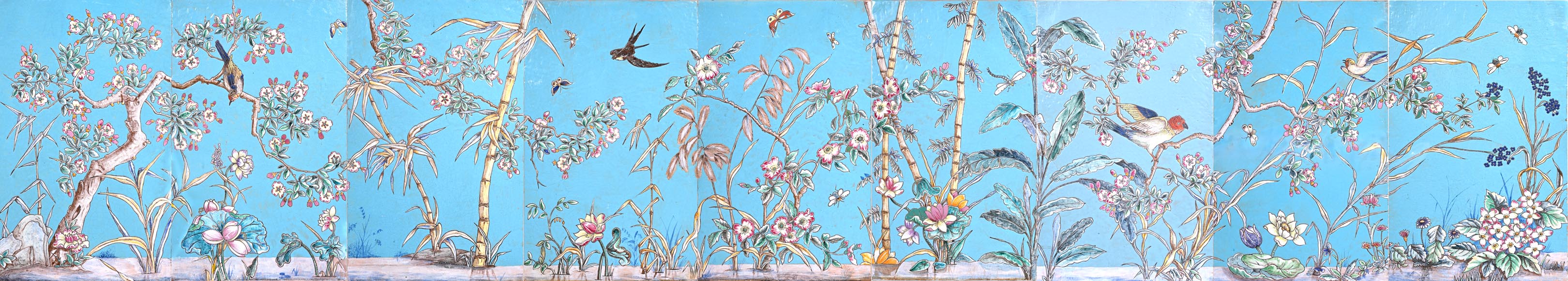 Eugène COLLINOT, 3 sets of decorative Japanese-style earthenware plaques-2