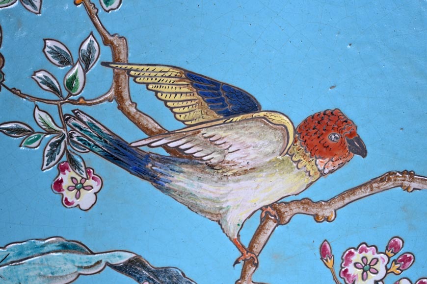 Eugène COLLINOT, 3 sets of decorative Japanese-style earthenware plaques-5