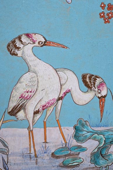 Eugène COLLINOT, 3 sets of decorative Japanese-style earthenware plaques-8