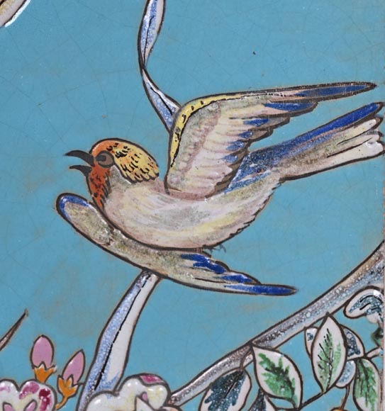 Eugène COLLINOT, 3 sets of decorative Japanese-style earthenware plaques-11