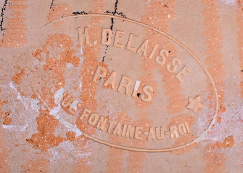 Eugène COLLINOT, 3 sets of decorative Japanese-style earthenware plaques-13