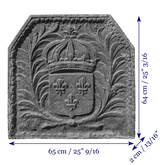  Fireplace plate with the coat of arms of France, dated 1654-7