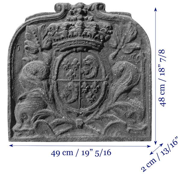 Cast iron fireback with the coat of arms of the Dauphin of France-6