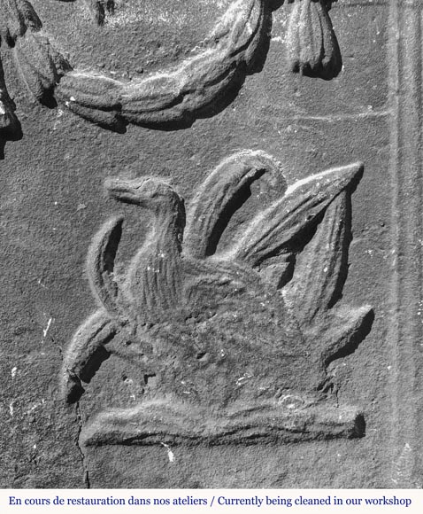 Cast iron fireback with water birds-2