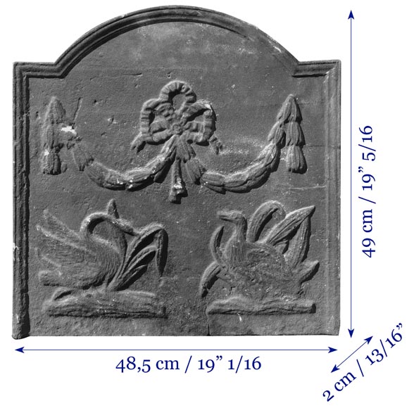 Cast iron fireback with water birds-5