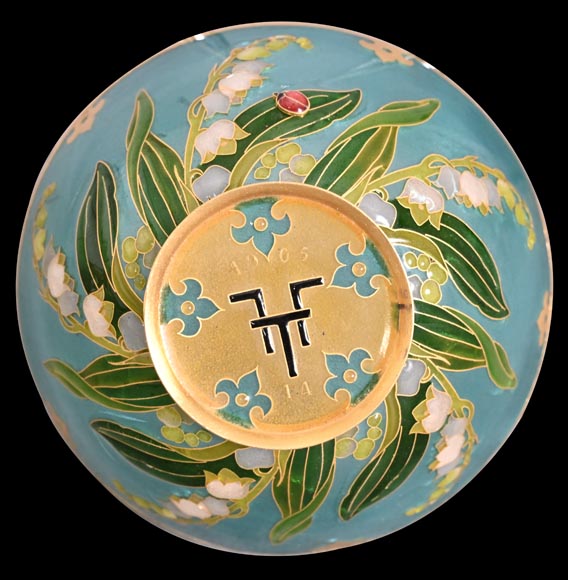THESMAR André-Fernand (1843-1912) hemispherical cup in gold plique-à-jour enamel-3