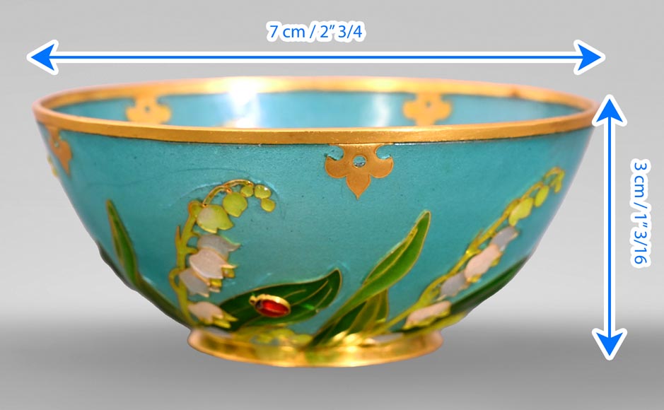 THESMAR André-Fernand (1843-1912) hemispherical cup in gold plique-à-jour enamel-4