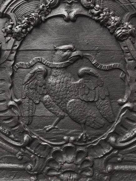 Louis XV period fireback depicting the Eagle of Saint John with the motto “In Principio Erat Verbum” Louis XV period fireback depicting the Eagle of Saint John with the motto “In Principio Erat Verbum”-3