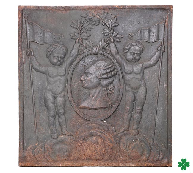 Cast iron fireback depicting Louis XVI-0