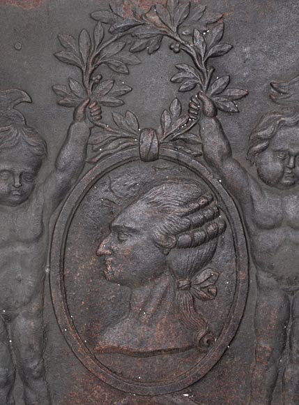 Cast iron fireback depicting Louis XVI-2